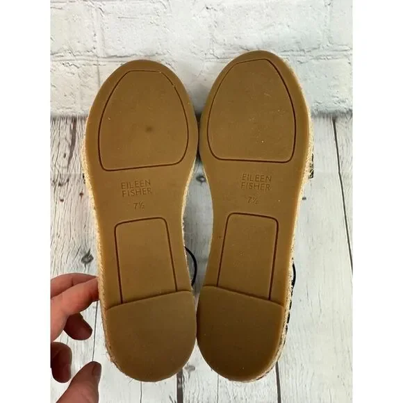 EILEEN FISHER Lala espadrille flat black sandals size 7.5 NWOB - Picture 8 of 10